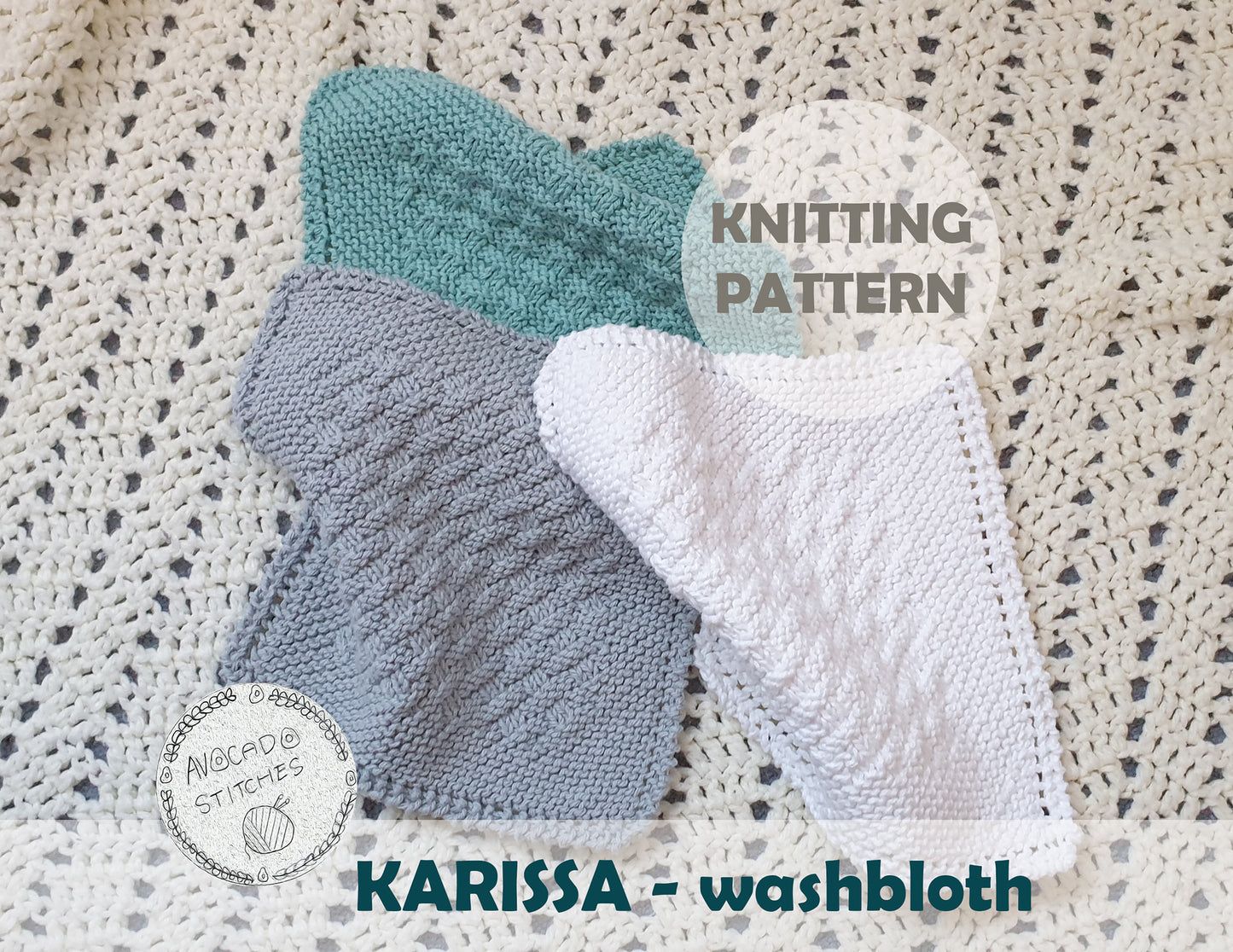 KARRISA WASHCLOTH (Digital Knitting Pattern) / Simple Pattern /  Digital Knitting Pattern