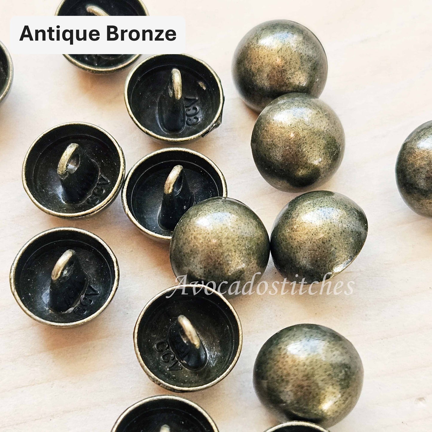 Clearance // CLASSIC DOME SHANK BRONZE / Metal Alloy Shank Buttons / 11.5-28mm