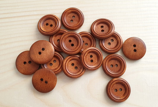 DOUBLE EDGE / Brown 2-Hole Wooden Buttons / 12-23mm