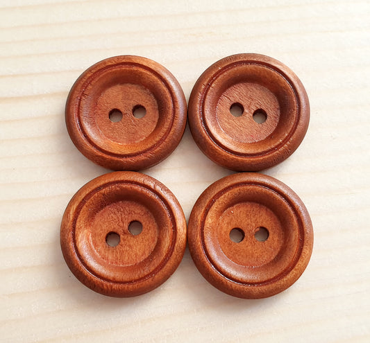 DOUBLE-EDGE BROWN / 12mm 23mm / Wooden Buttons / Sewing Buttons