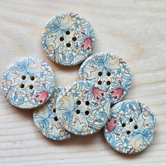 DREAMY BLOOM / Wooden Buttons / 30mm (Set of 6)
