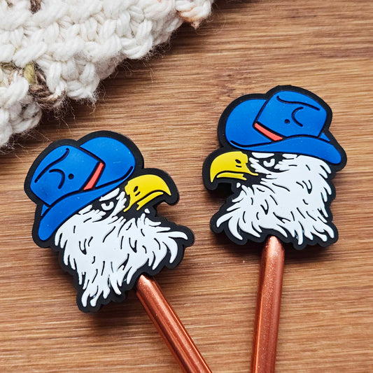 EAGLE Stitch Stoppers — Silicone Knitting Needle Toppers / Point Protectors (Set of 2)