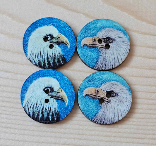 EAGLE & HAWK / Wooden Buttons / 25mm (Set of 8)