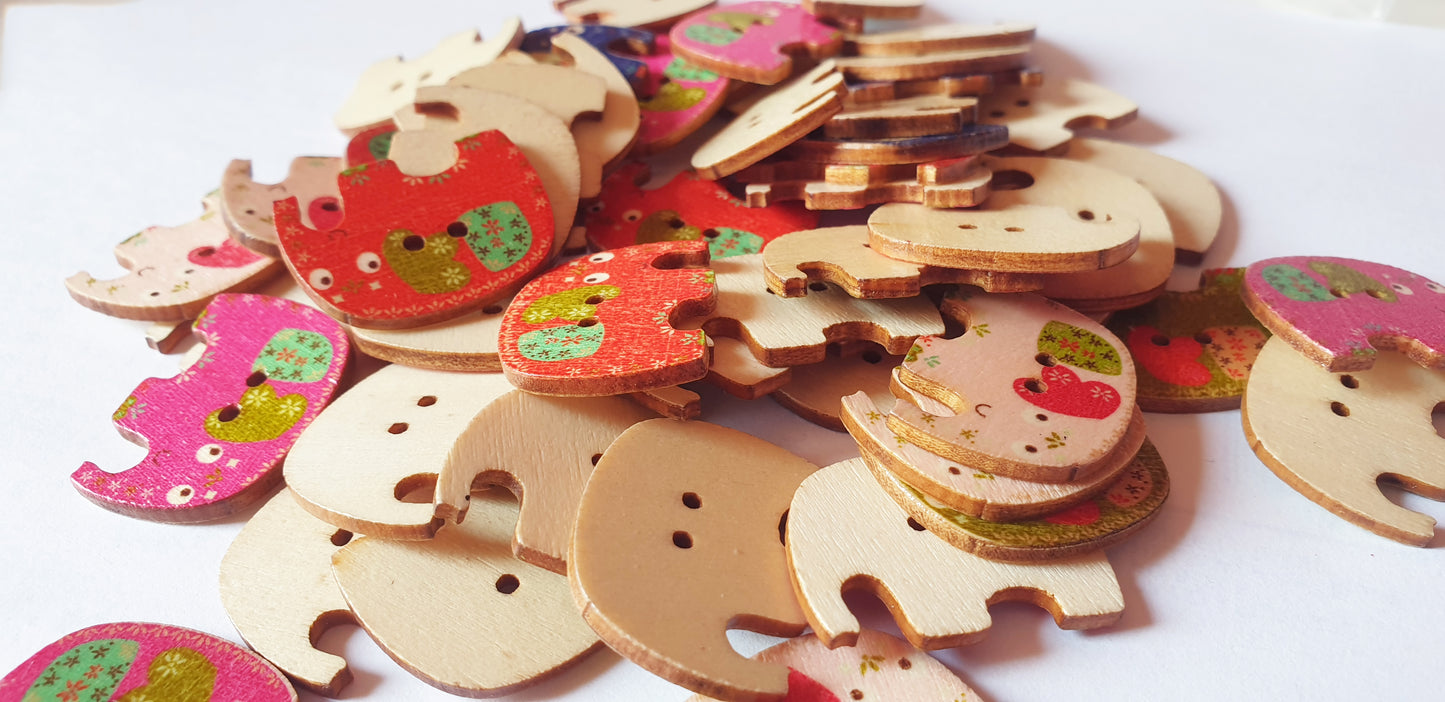 ELEPHANT / 23*29mm / Wooden Buttons / Sewing Buttons