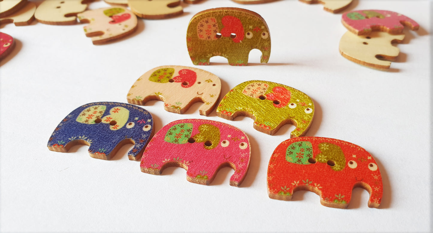 ELEPHANT / 23*29mm / Wooden Buttons / Sewing Buttons