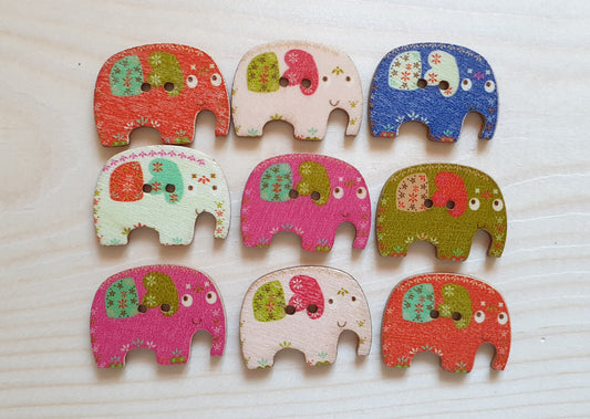 ELEPHANT / Wooden Buttons (Set of 10)
