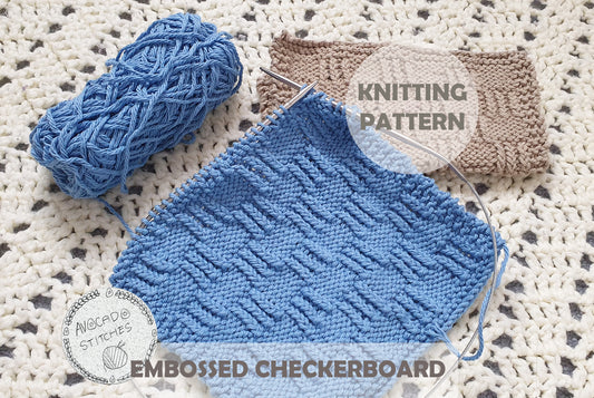 EMBOSSED CHECKERBOARD WASHCLOTH (Digital Knitting Pattern) / Simple Pattern /  Digital Knitting Pattern