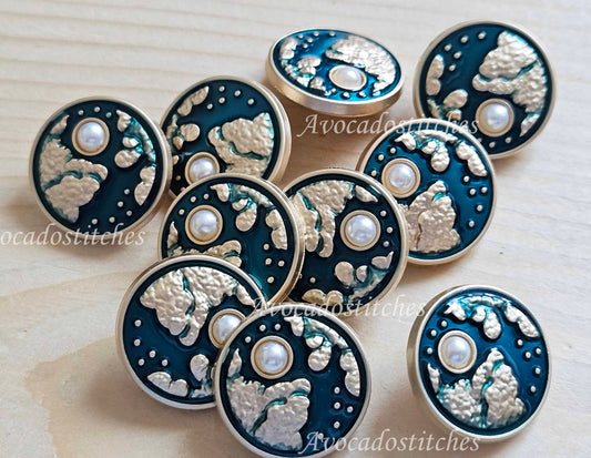 Clearance // EMERALD SKY / Metal Shank Buttons / 20mm (Set of 4)