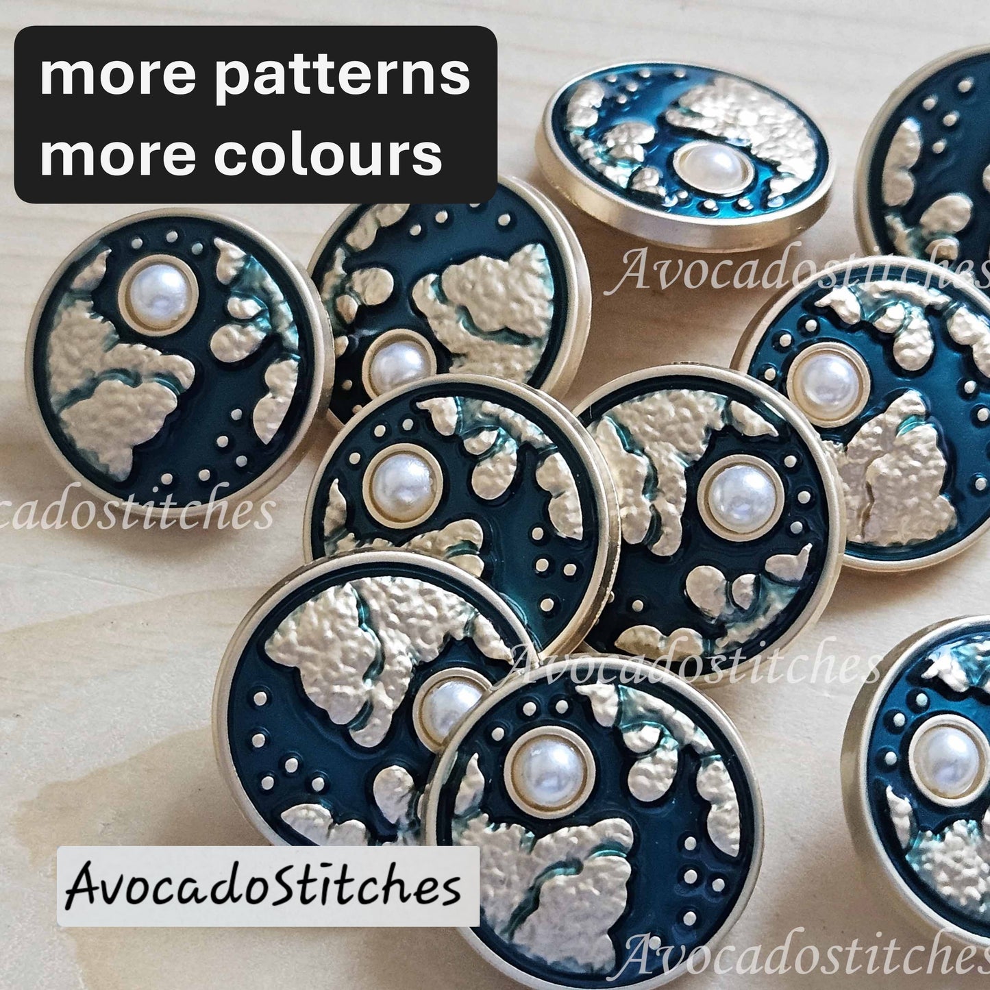 EMERALD SKY / 20mm - 4 buttons / Metal Shank Buttons / Sewing Buttons
