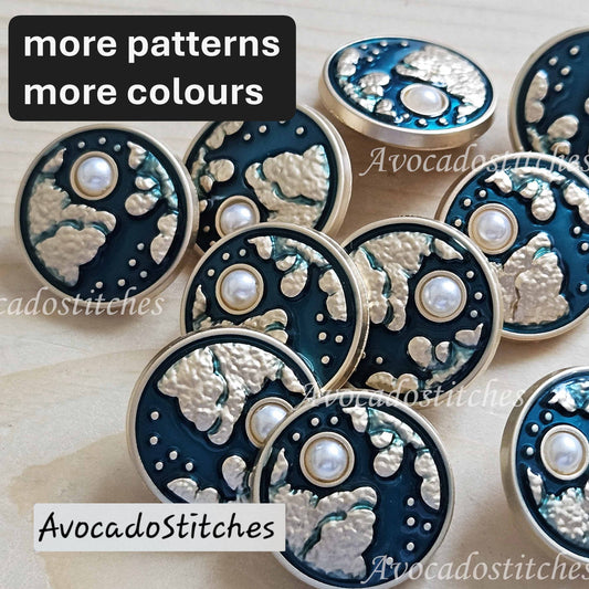 EMERALD SKY / 20mm - 4 buttons / Metal Shank Buttons / Sewing Buttons