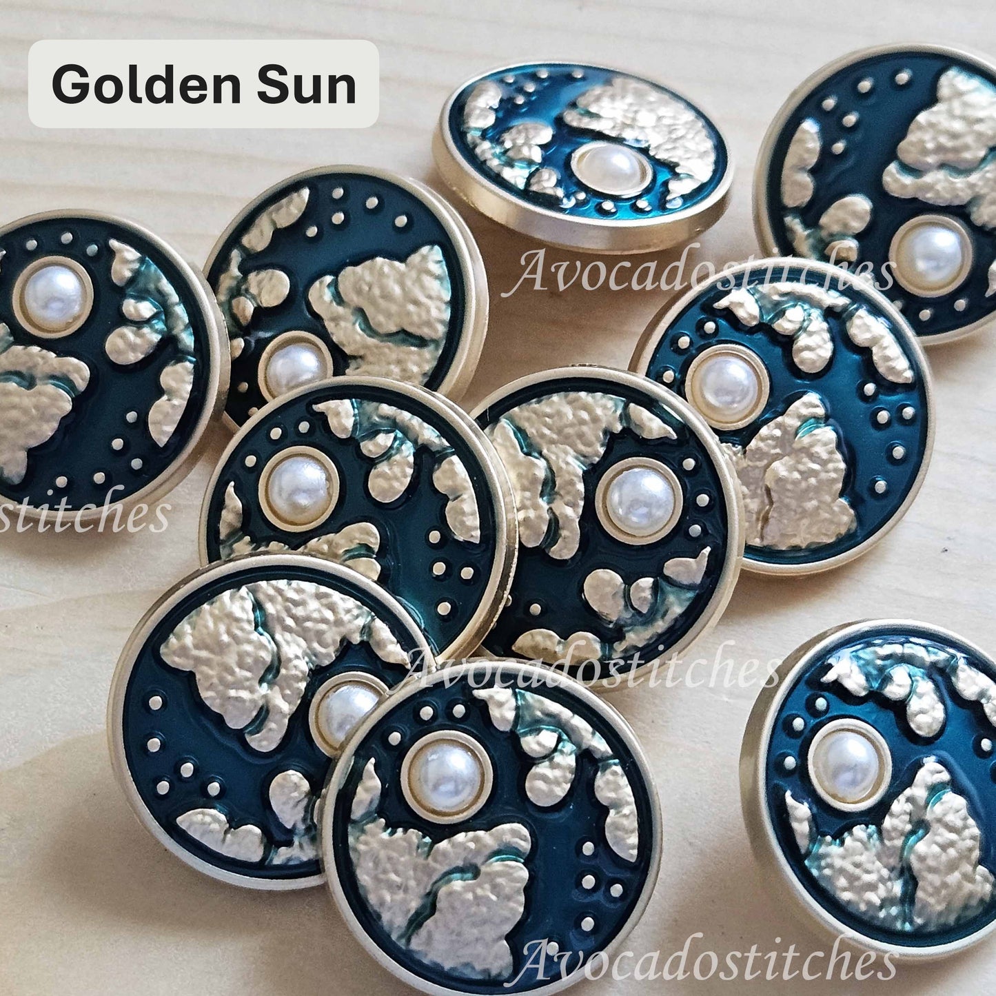 EMERALD SKY / 20mm - 4 buttons / Metal Shank Buttons / Sewing Buttons