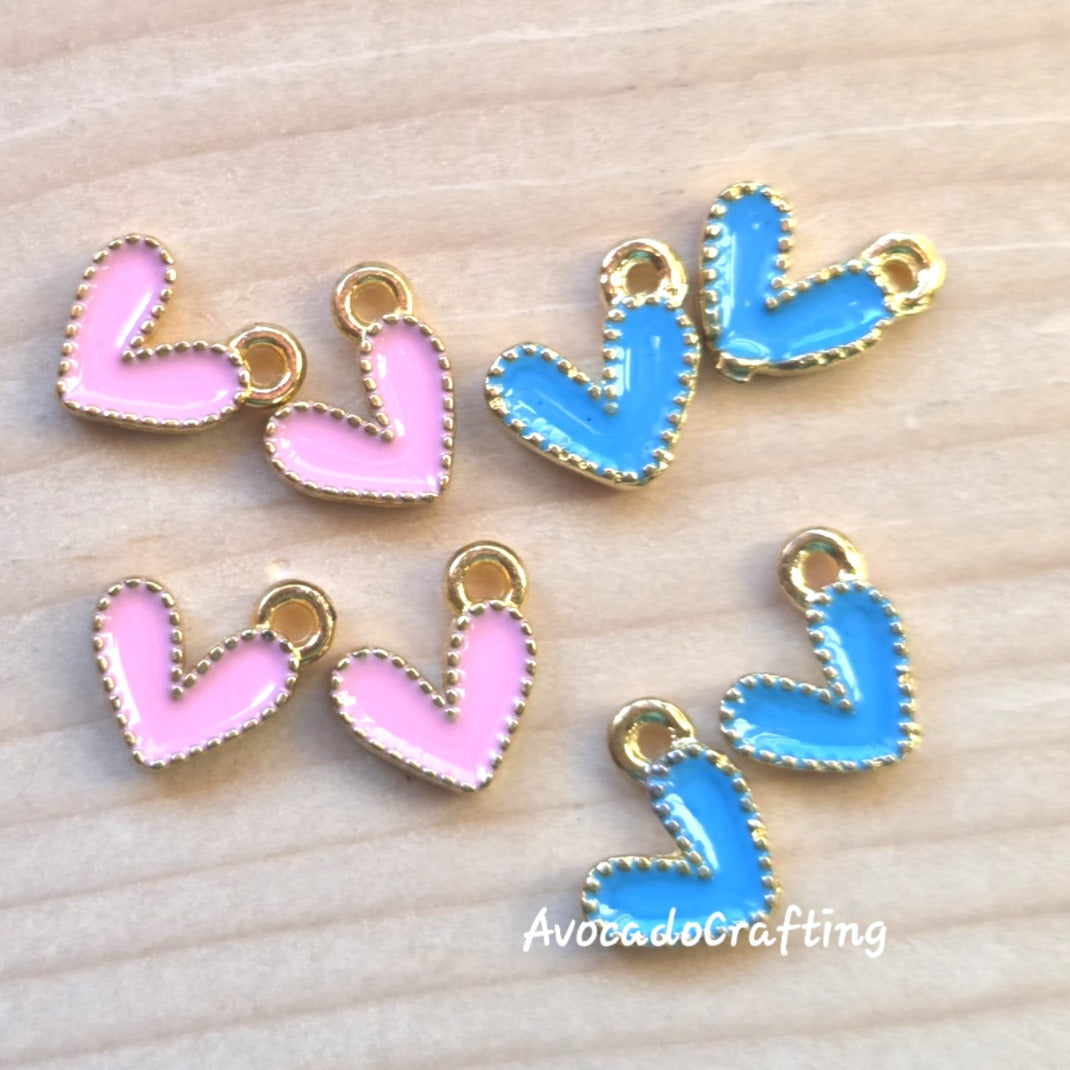 10 pieces // Emoji Heart Charms / 10*12mm / Jewelry Making