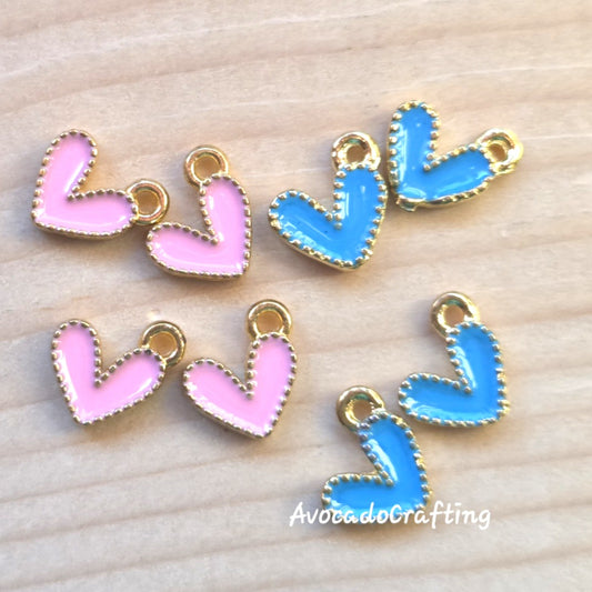 10 pieces // Emoji Heart Charms / 10*12mm / Jewelry Making
