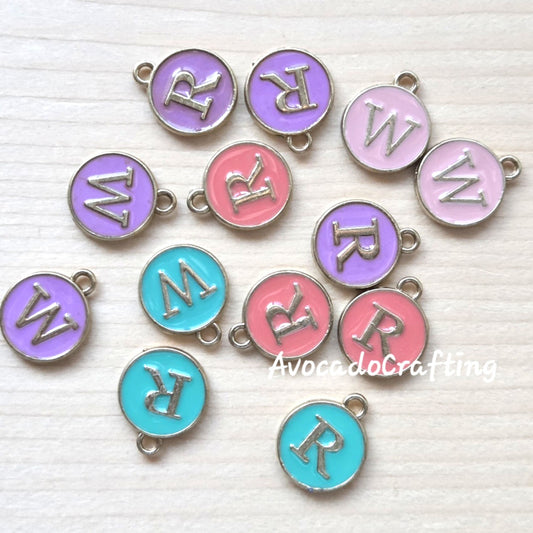 10/20 pieces // Round Letter Charms / 12*14mm / Jewelry Making