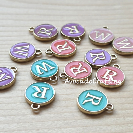 10/20 pieces // Round Letter Charms / 12*14mm / Jewelry Making
