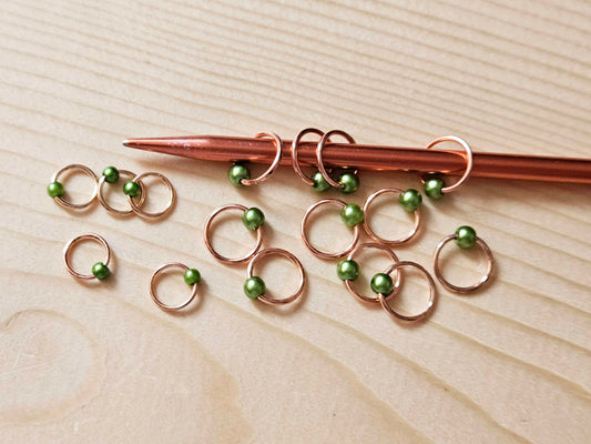 ERINITE PEARL STITCH MARKER / 10 pcs / Rose Gold Snag Free Stitch Markers / Notions