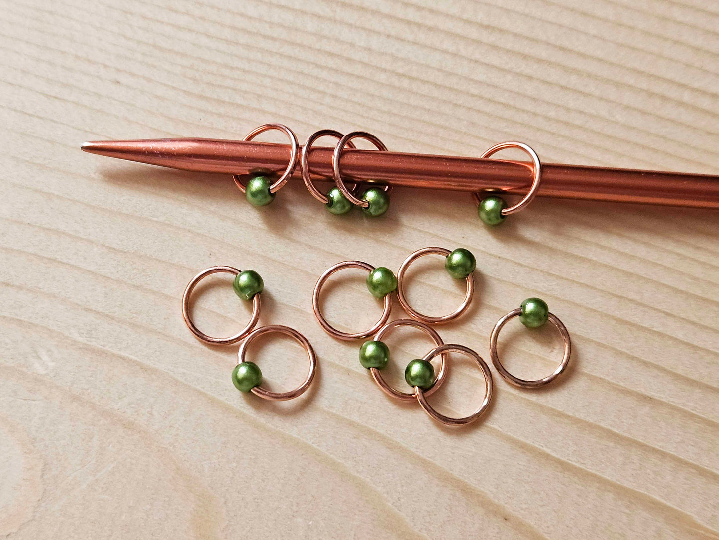 ERINITE PEARL STITCH MARKER / 10 pcs / Rose Gold Snag Free Stitch Markers / Notions