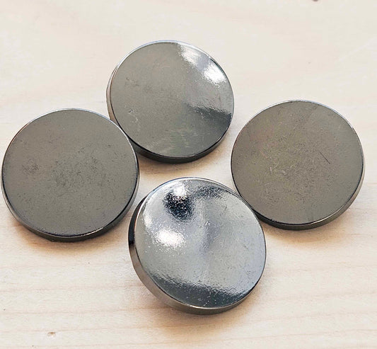 SIMPLE FLAT ROUND Shank - Gunmetal / 23mm - 6 buttons / Metal Alloy Shank Buttons / Sewing Buttons