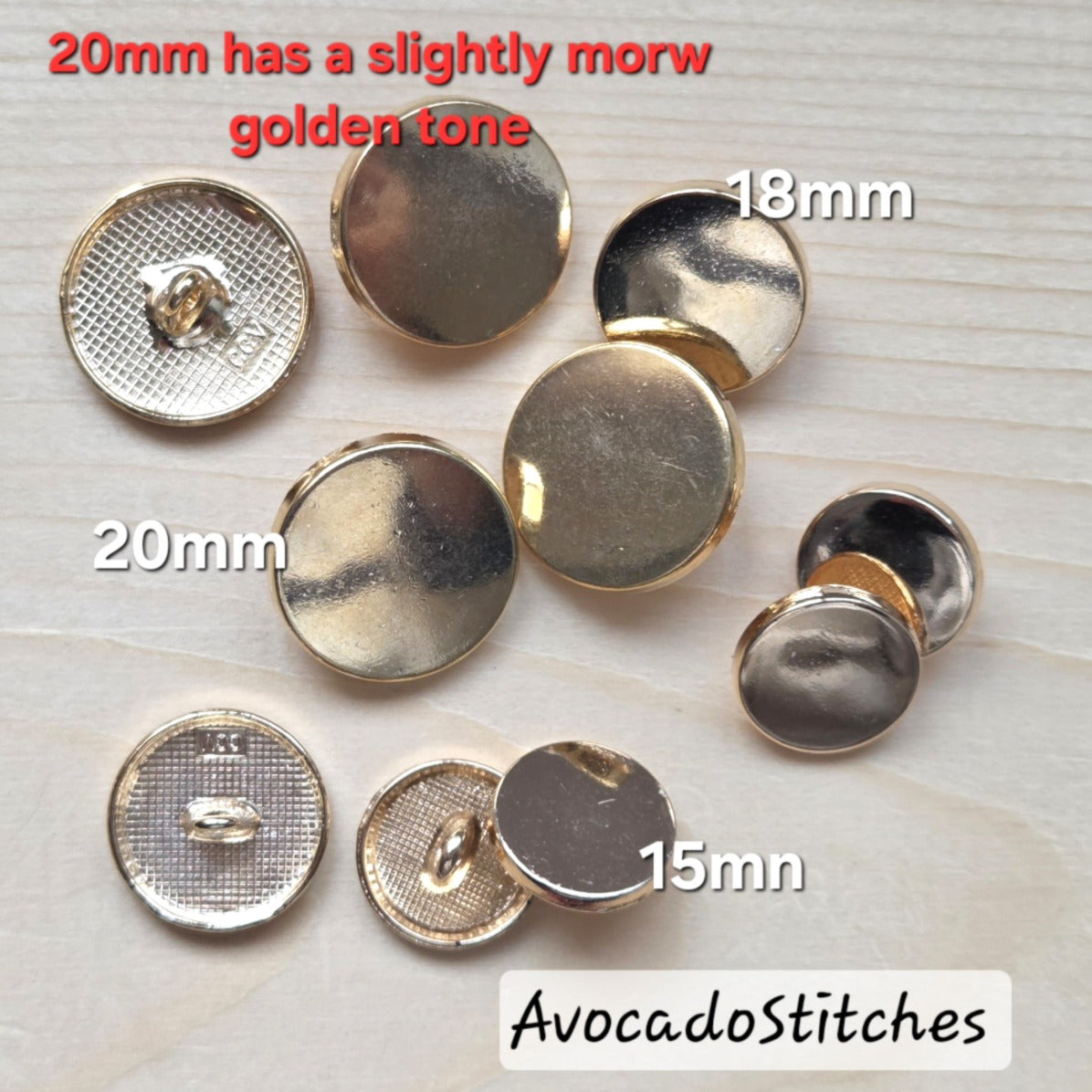 Clearance // SIMPLE FLAT ROUND Shank Kc Gold / 11.5-23mm / Metal Alloy Shank Buttons / Sewing Buttons