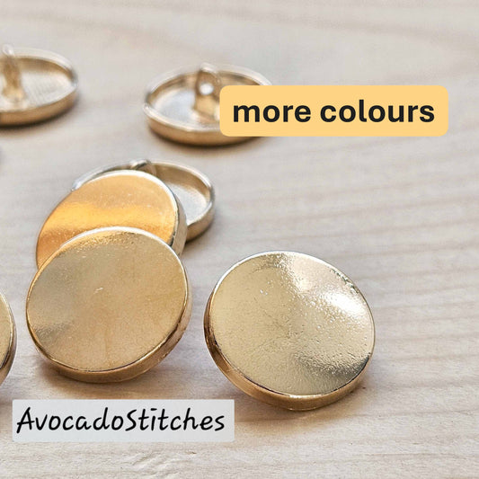 SIMPLE FLAT ROUND Shank / 11.5-23mm / Metal Alloy Shank Buttons / Sewing Buttons