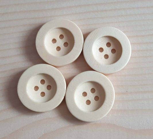 FLAT WIDE EDGE / Beige Cream Wooden Buttons / 10-35mm