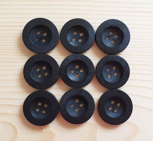 FLAT WIDE EDGE BLACK / 10-35mm / Wooden Buttons / Sewing Buttons