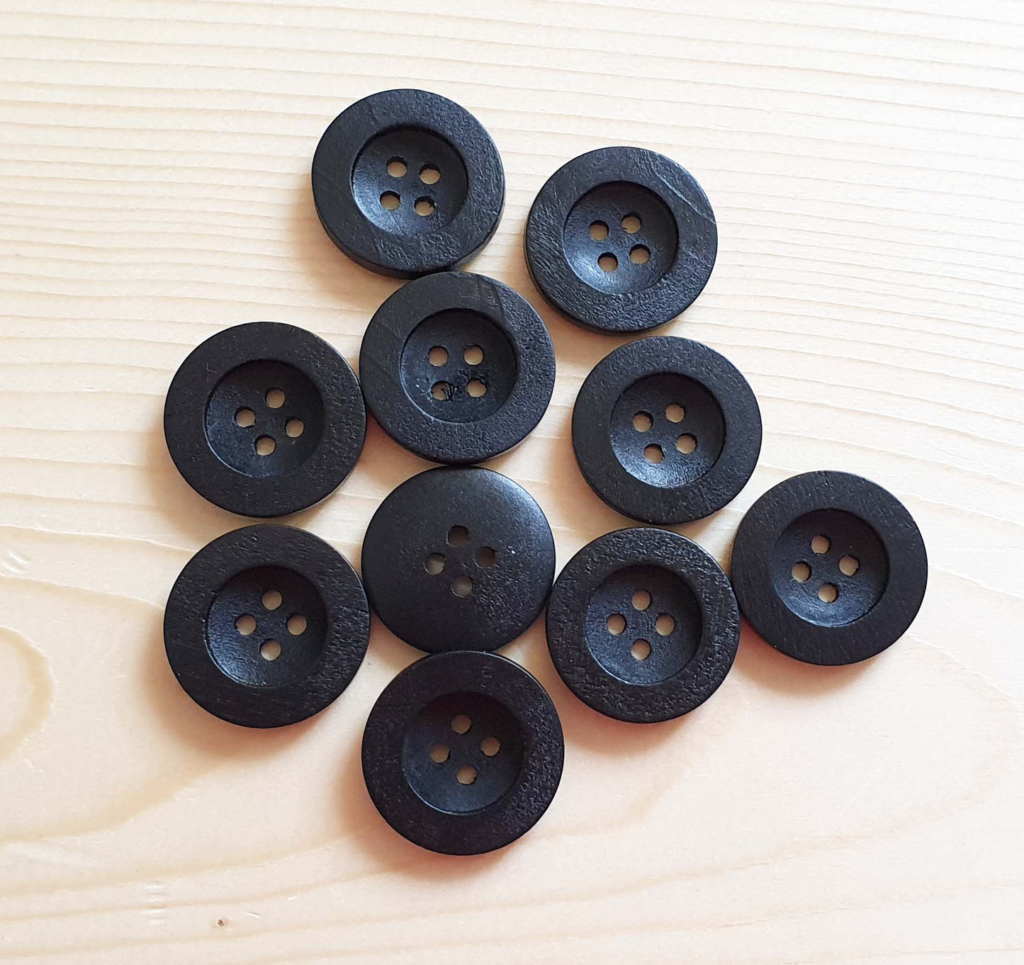 FLAT WIDE EDGE BLACK / 10-35mm / Wooden Buttons / Sewing Buttons