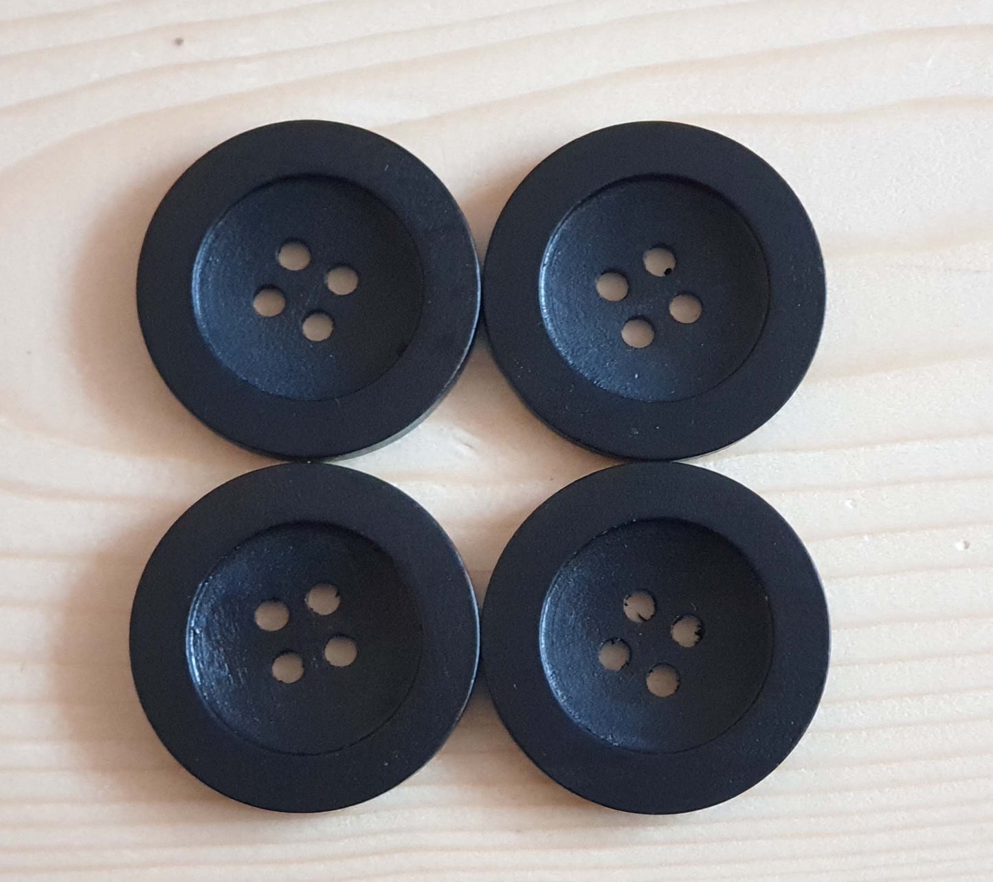 FLAT WIDE EDGE BLACK / 10-35mm / Wooden Buttons / Sewing Buttons