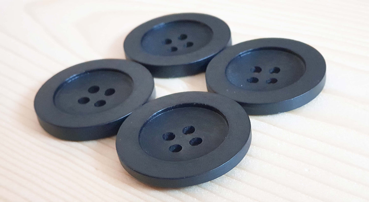 FLAT WIDE EDGE BLACK / 10-35mm / Wooden Buttons / Sewing Buttons