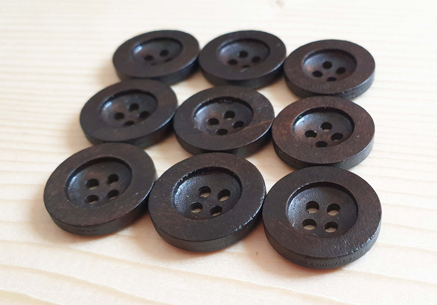 FLAT WIDE EDGE DARK BROWN / 10-35mm / Wooden Buttons / Sewing Buttons