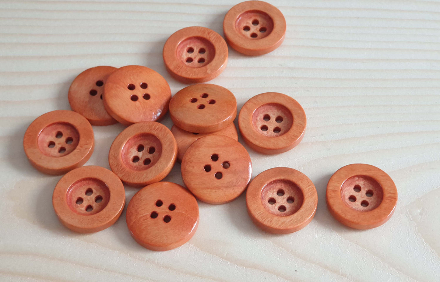 FLAT WIDE EDGE PEACH ORANGE BROWN / 12.5-35mm / Wooden Buttons / Sewing Buttons