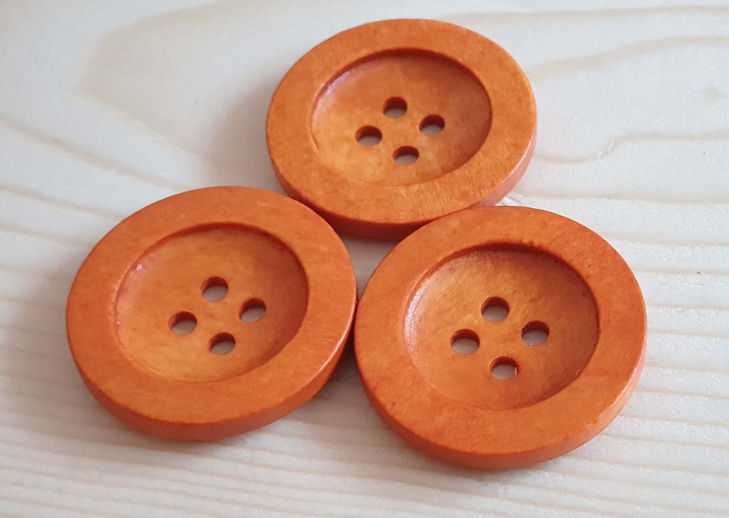 FLAT WIDE EDGE PEACH ORANGE BROWN / 12.5-35mm / Wooden Buttons / Sewing Buttons