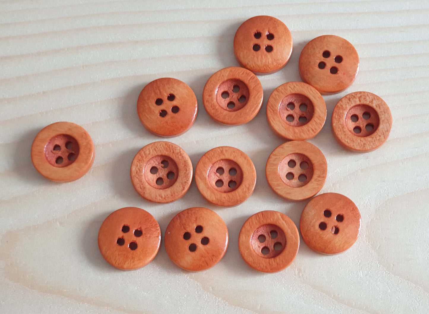 FLAT WIDE EDGE PEACH ORANGE BROWN / 12.5-35mm / Wooden Buttons / Sewing Buttons