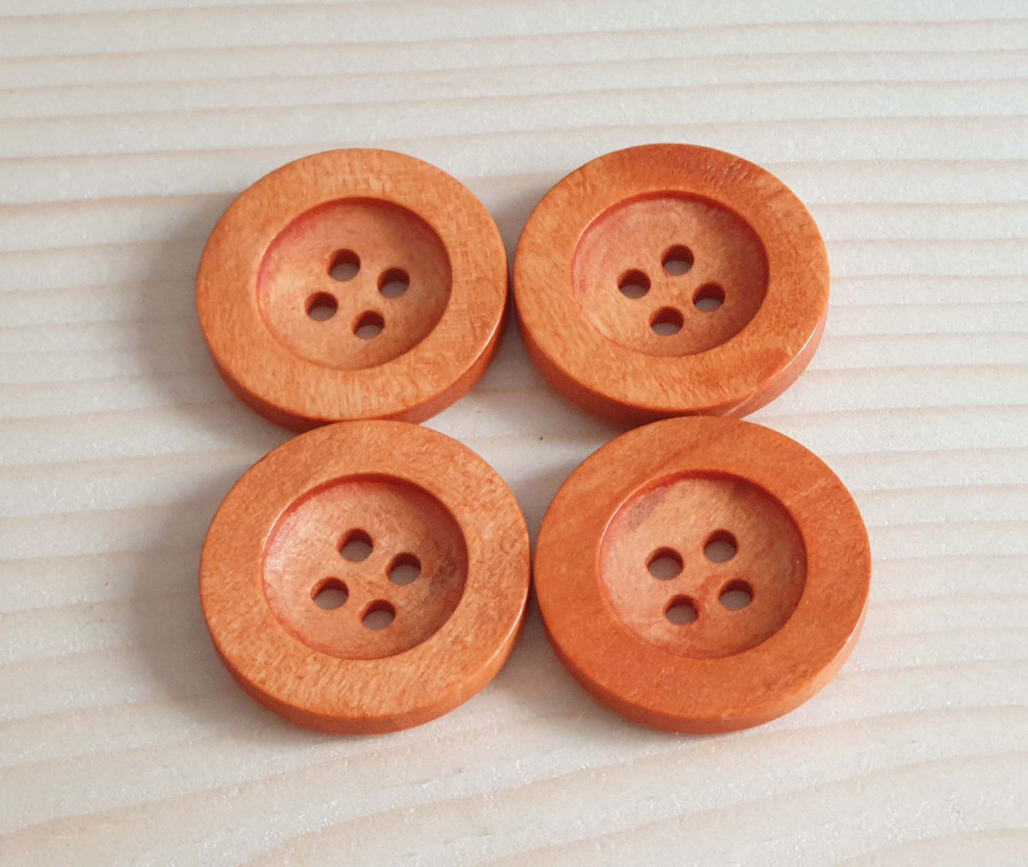 FLAT WIDE EDGE PEACH ORANGE BROWN / 12.5-35mm / Wooden Buttons / Sewing Buttons