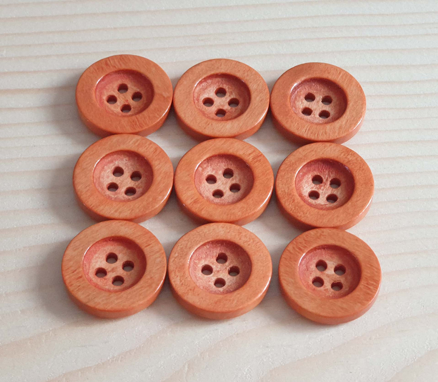 FLAT WIDE EDGE PEACH ORANGE BROWN / 12.5-35mm / Wooden Buttons / Sewing Buttons