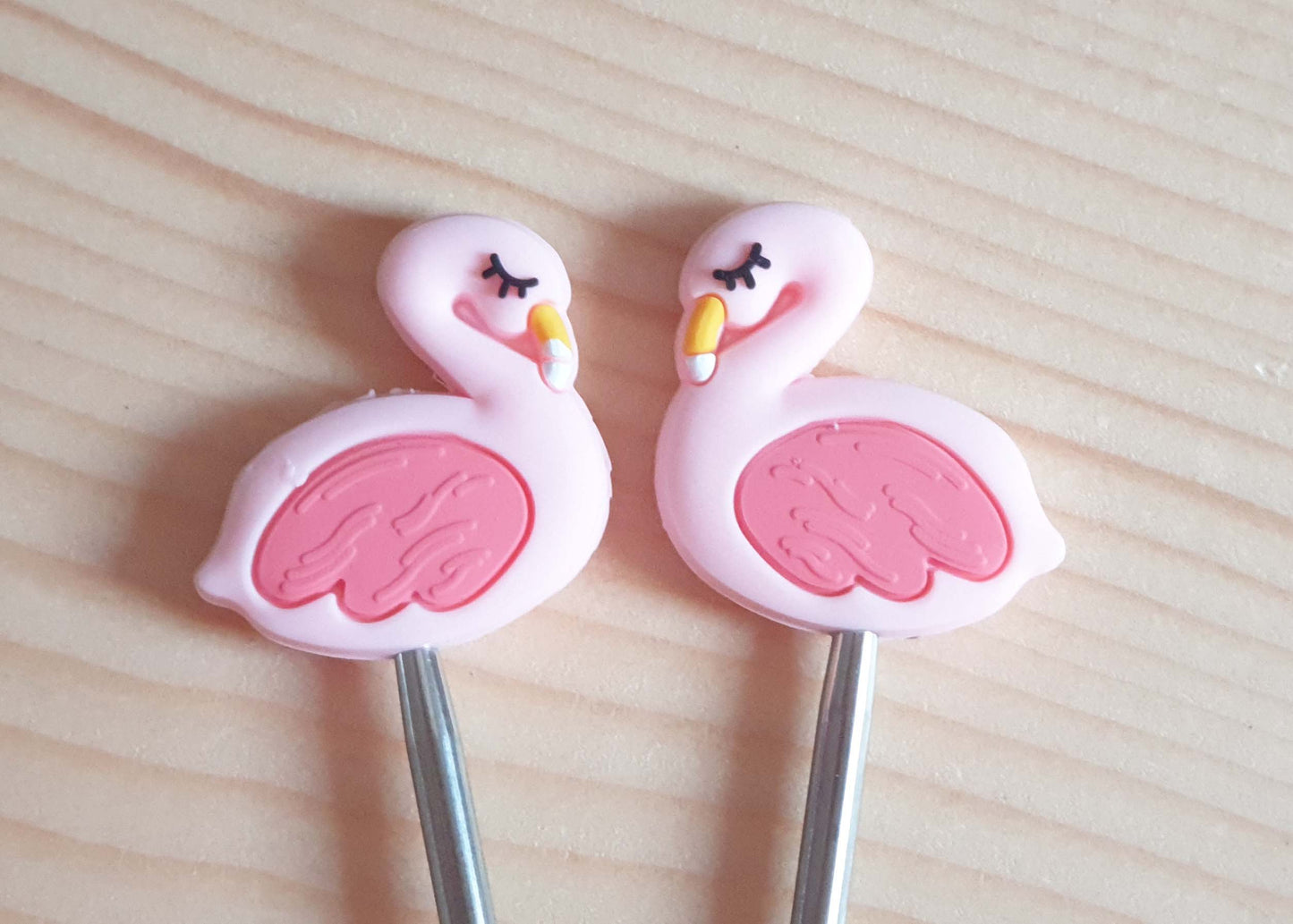 FLAMINGO STITCH STOPPERS / Knitting Needle Stoppers / Point Protection / Notions