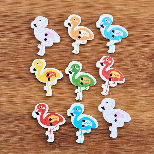 FLAMINGO / Wooden Buttons (Set of 10)