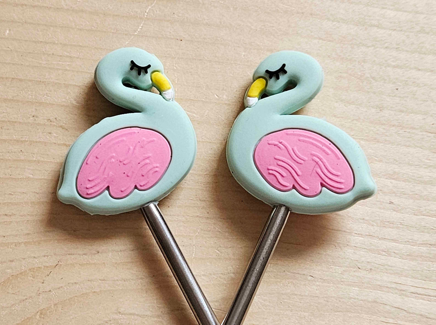 FLAMINGO STITCH STOPPERS / Knitting Needle Stoppers / Point Protection / Notions