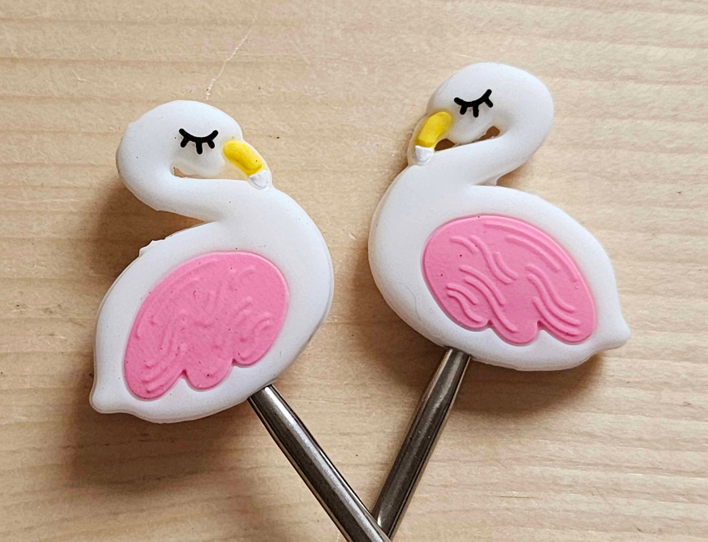 FLAMINGO STITCH STOPPERS / Knitting Needle Stoppers / Point Protection / Notions