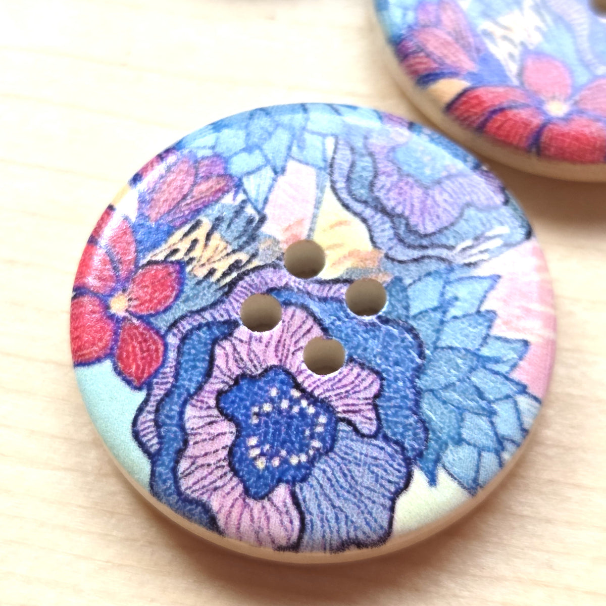 FLORAL WHISPERS / Wooden Buttons / 30mm (Set of 6)