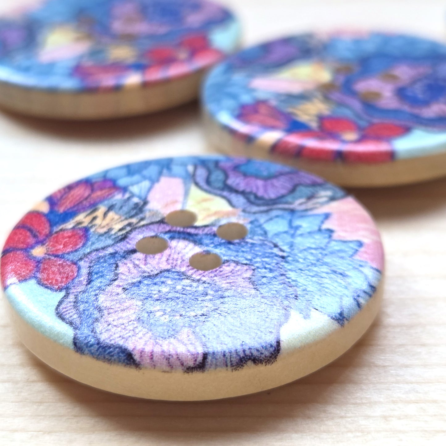 FLORAL WHISPERS / Wooden Buttons / 30mm (Set of 6)