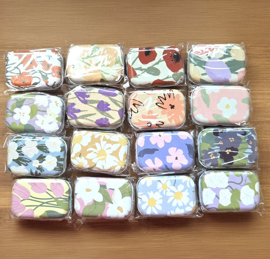 Clearance // FLOWERY DREAMS Notion Storage Tin / Knitting Crochet Sewing Notion Storage