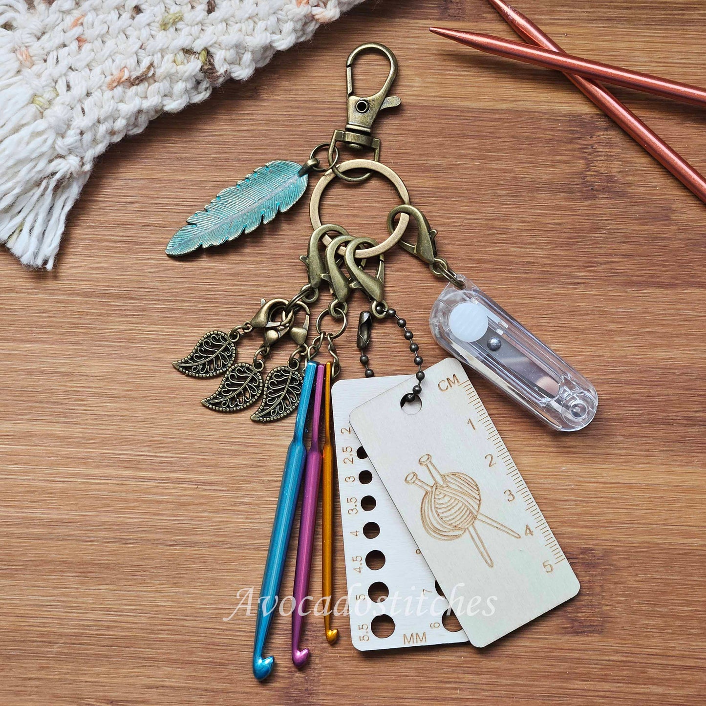 FOREST FERN Essential Emergency Knitting & Crochet Keychain Kit / Knitting Notion Kit