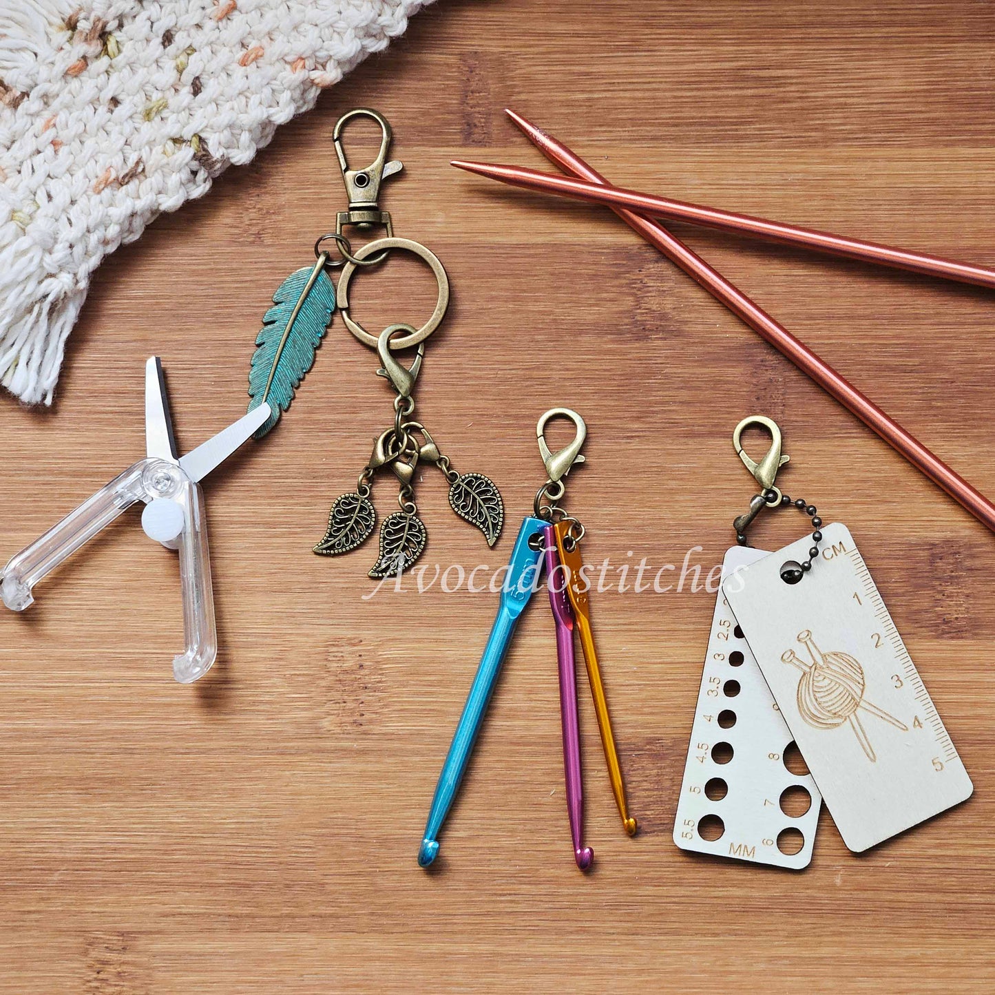 FOREST FERN Essential Emergency Knitting & Crochet Keychain Kit / Knitting Notion Kit