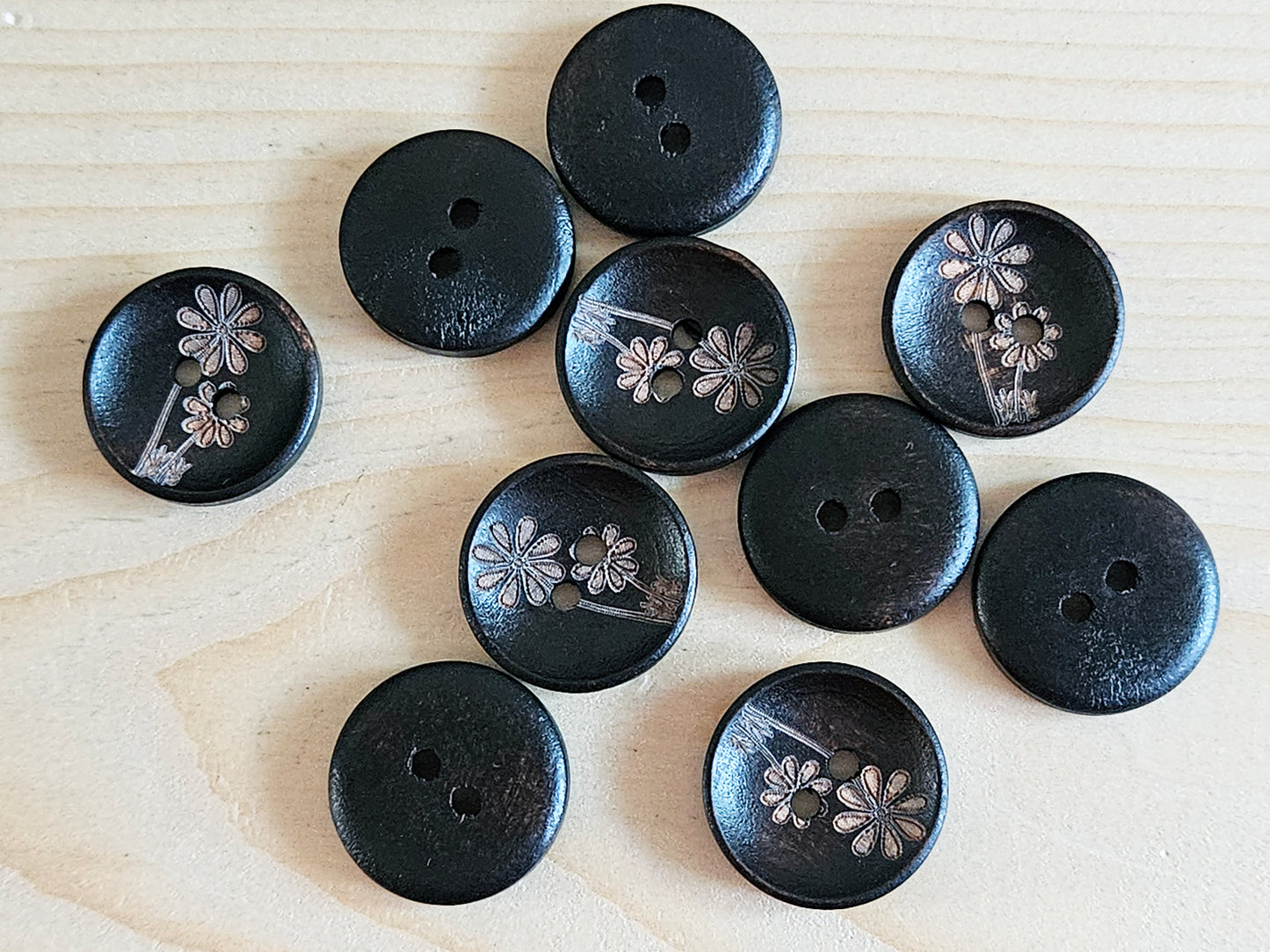 AvoDesigns TOGETHER FOREVER UMBER BROWN / 20mm - 6 buttons / Wooden Buttons / Sewing Buttons