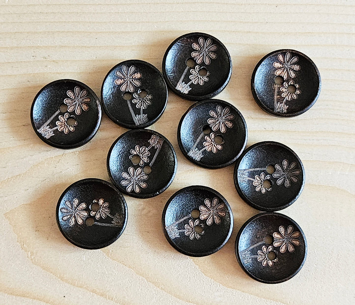 AvoDesigns TOGETHER FOREVER UMBER BROWN / 20mm - 6 buttons / Wooden Buttons / Sewing Buttons