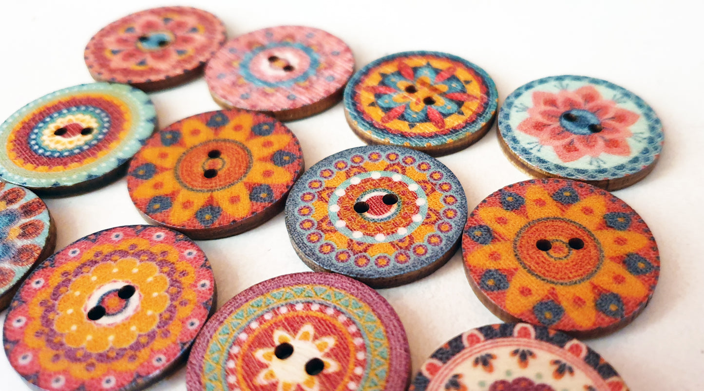 GARDEN / 20-25mm / Wooden Buttons / Sewing Buttons