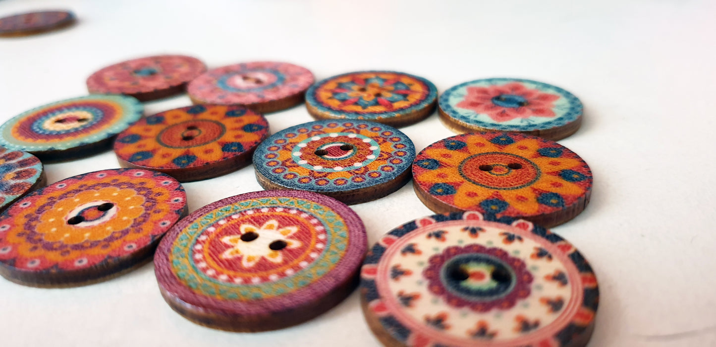 GARDEN / 20-25mm / Wooden Buttons / Sewing Buttons