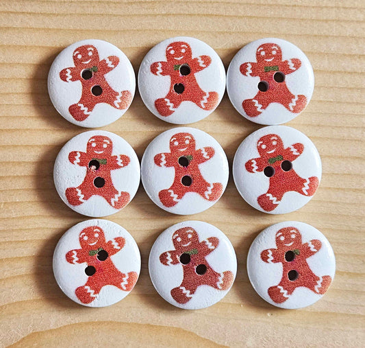 Clearance // GINGERBREAD MAN / Wooden Buttons / 20mm (Set of 6)