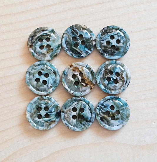 GREEN OPAL / Resin Buttons / 15mm (Set of 6)